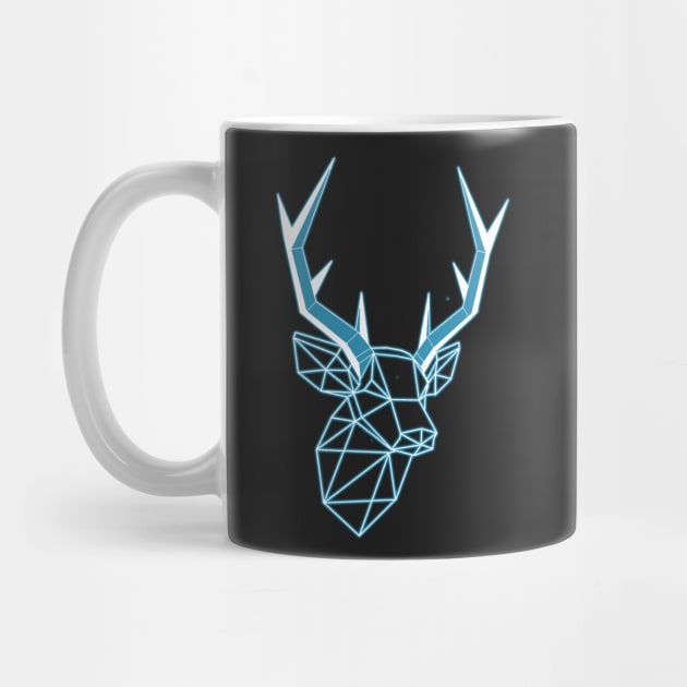 Geometric Blue Light line Stag Low-poly Head by Roosiff